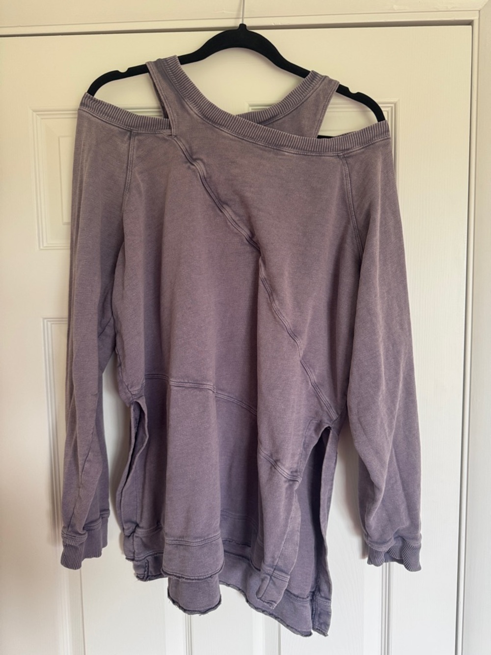 Pilcro Lavender Purple Off-Shoulder Long Sleeve Top